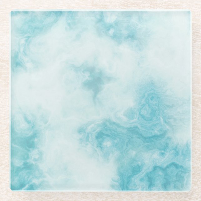 Luxury Abstract Fluid Agate Stone & Crystal Textur Glass Coaster (Front)