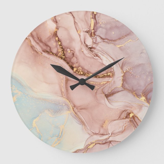 Luxury Abstract Fluid Alcohol Ink Large Clock (Front)