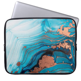 Luxury abstract fluid art painting in alcohol ink  laptop sleeve