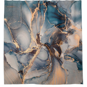 Luxury abstract fluid art painting in alcohol ink shower curtain