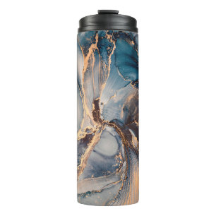 Luxury abstract fluid art painting in alcohol ink thermal tumbler