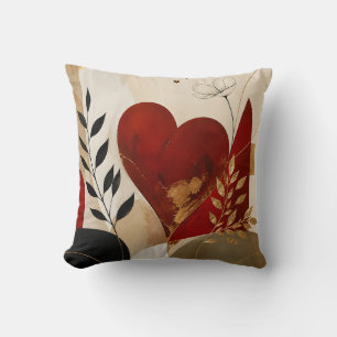 Luxury Abstract Red Heart Pillow