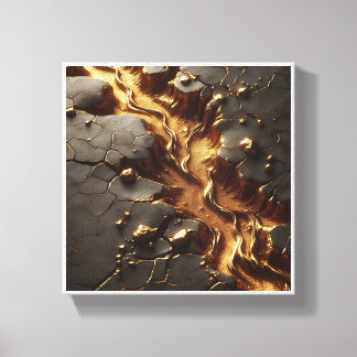 Luxury Abstract Topography - Molten Gold River Flo Canvas Print