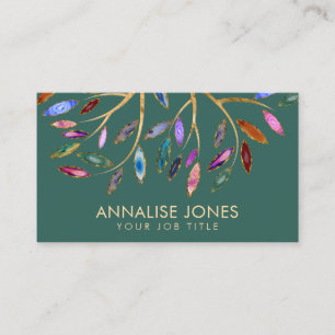 Luxury Abstract Tree Colourful Geode Leaves Business Card