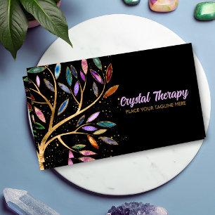 Luxury Abstract Tree Colourful Geode Leaves Business Card