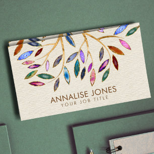 Luxury Abstract  Tree Colourful Geode Leaves Business Card