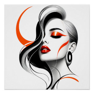 Luxury Abstract Woman Portrait Design Poster
