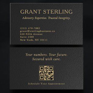 Luxury Accountant CPA Faux Leather QR Code Business Card