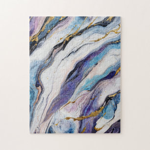 Luxury Aegean Gold Marble Waves Jigsaw Puzzle