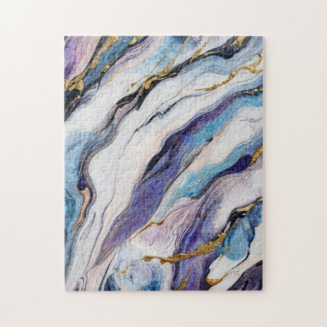 Luxury Aegean Gold Marble Waves Jigsaw Puzzle (Vertical)