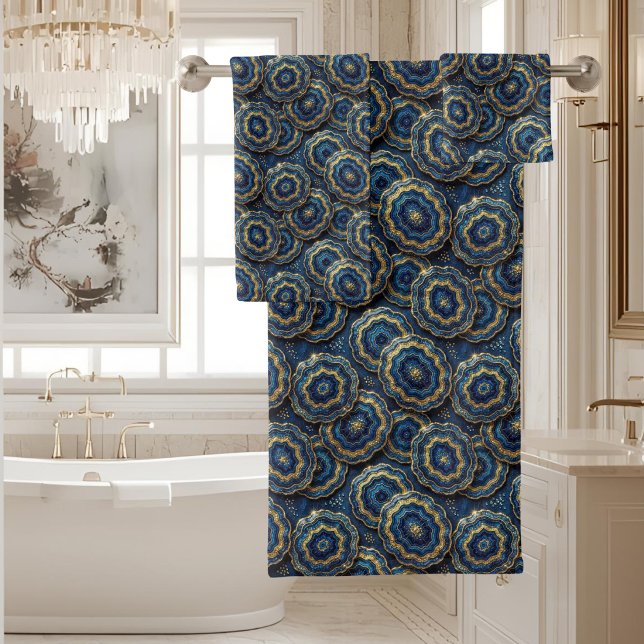 Luxury Agate | Geode Towel Set - Navy Blue & Gold (Creator Uploaded)