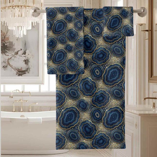 Luxury Agate | Geode Towel Set - Ocean Blue & Gold (Creator Uploaded)