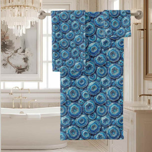 Luxury Agate Geode Towel Set - Ocean Blue & Gold