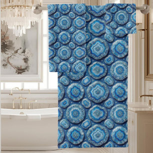 Luxury Agate Geode Towel Set - Ocean Blue & Gold