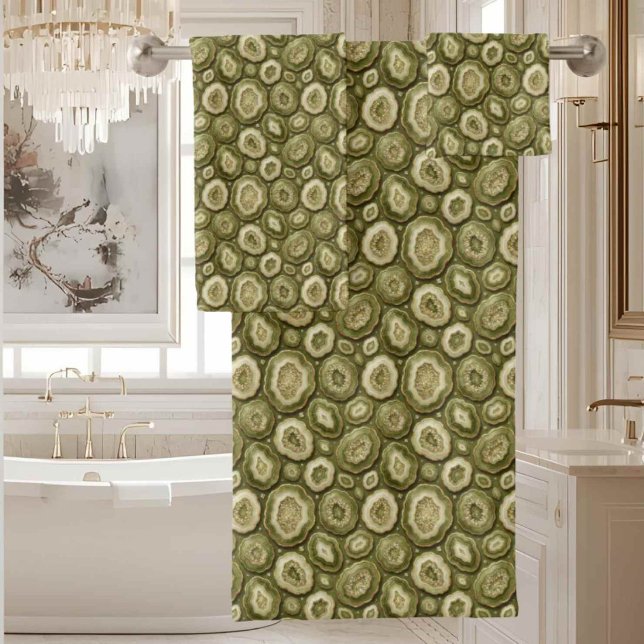 Luxury Agate | Geode Towel Set - Olive Green (Creator Uploaded)