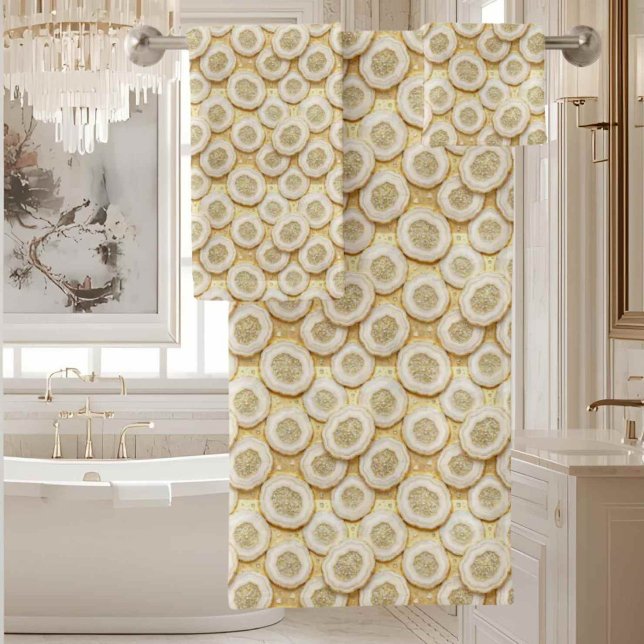 Luxury Agate | Geode Towel Set - White & Gold (Creator Uploaded)