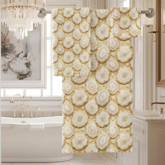 Luxury Agate | Geode Towel Set - White & Gold (Creator Uploaded)