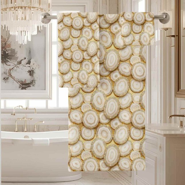 Luxury Agate | Geode Towel Set - White & Gold (Creator Uploaded)