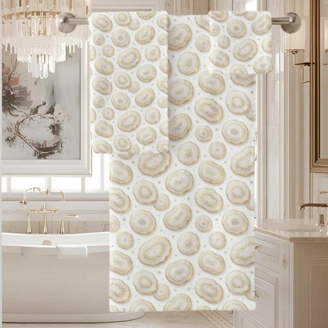 Luxury Agate | Geode Towel Set - White & Gold (Creator Uploaded)
