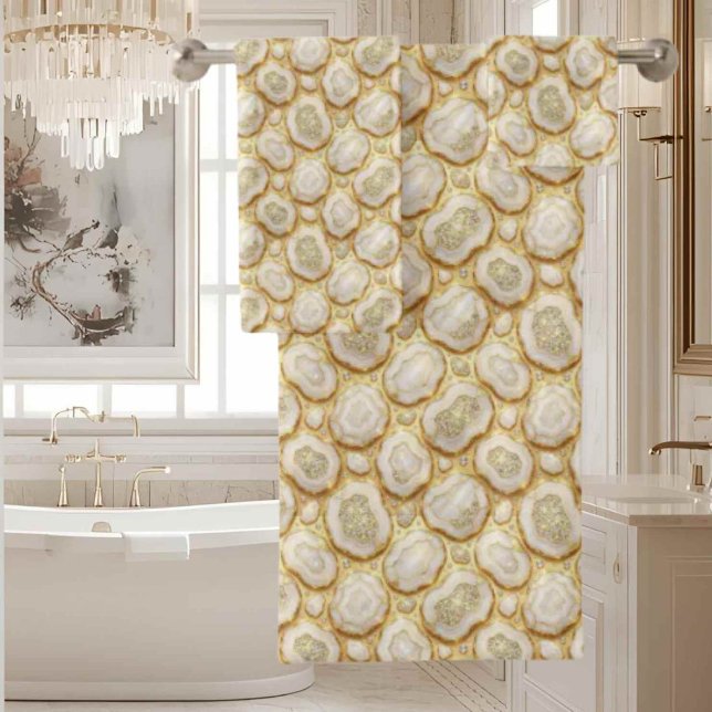 Luxury Agate | Geode Towel Set - White & Gold (Creator Uploaded)