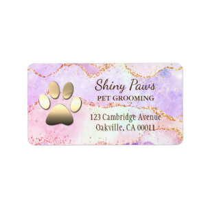 Luxury Agate Glitter Dog Paw Pet Grooming Label