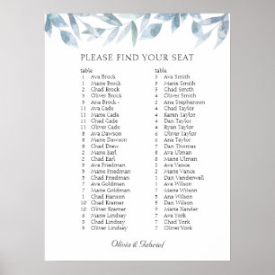 Luxury Airy Branch. Elegant Wedding Seating Chart