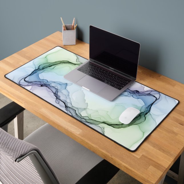 Luxury Alcohol Ink Abstract Smoke Nebula Desk Mat (Office 2)