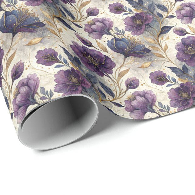 Luxury alcohol ink floral tiled pattern wrapping paper (Roll Corner)