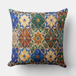 Luxury Algerian Zellig Tile Pattern Prayer Pillow