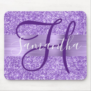 Luxury Amethyst Glitter Personalised Monogram Mouse Mat