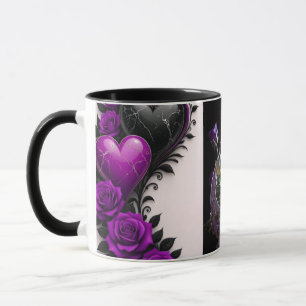Luxury Amethyst Heart and Purple Roses Coffee Mug