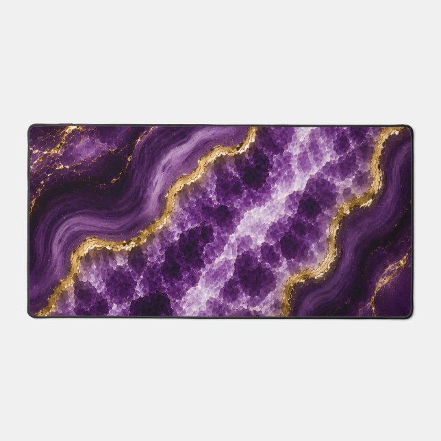 Luxury Amethyst Marble Geode Desk Mat (Front)
