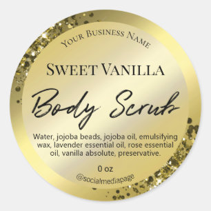 Luxury And Glam Gold Body Scrub Labels