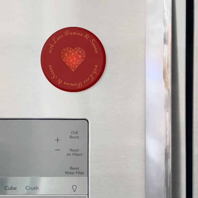 Luxury and modern geometric gold red heart love magnet (In Situ (Fridge))