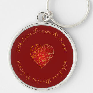 Luxury and modern gold red geometric heart love key ring
