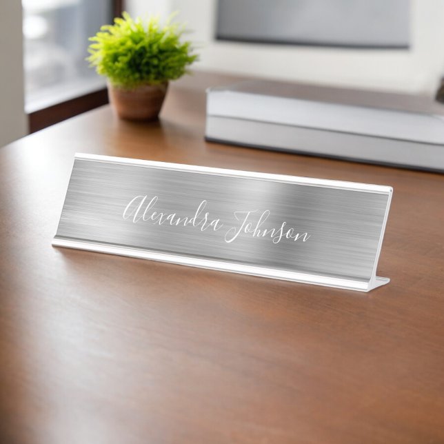 Luxury and Professional Silver Foil Modern Desk Name Plate (Creator Uploaded)