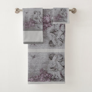 Luxury Angel Modern Vintage Floral Rose Bath Towel Set