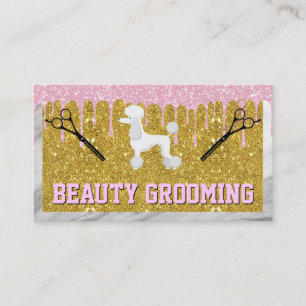 Luxury Animal Grooming Glitter Drip Poodle Business Card