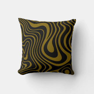 Luxury Antique Gold and Black Abstract Design Cushion