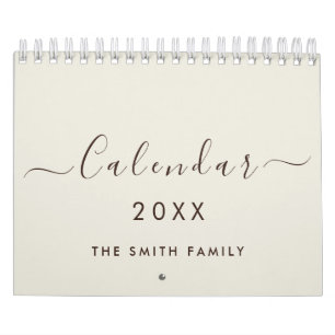 Luxury Antique Linen 2027 Script Customised Name Calendar