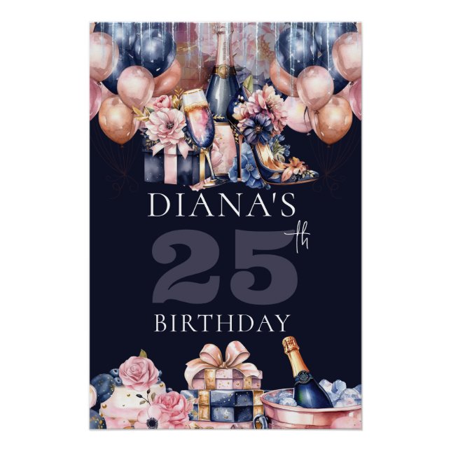 Luxury Any Year Birthday Personalised Poster (Front)