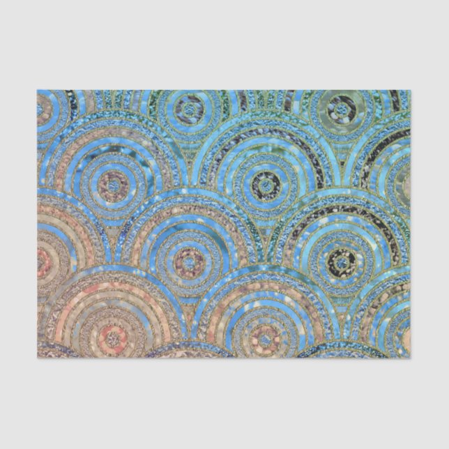 Luxury Aqua Cream Metal Foil Glitter Dots Circles Tissue Paper (Front)