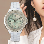 Luxury Aqua Marbled Rhinestone Watch for Women.<br><div class="desc">Luxury Aqua Marbled Rhinestone Watch for Women - Personalised Bridal, Wedding, & Anniversary Gift. Stop the clock! Are you searching for a truly luxurious newlywed gift or a dazzling wedding anniversary watch? This Luxury Aqua Marbled Rhinestone Watch is a beautiful, high-end timepiece designed to celebrate a timeless bond. With its...</div>