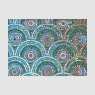 Luxury Aqua Teal Metal Foil Glitter Dots Circles Tissue Paper