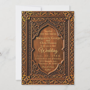 Luxury Arabesque Wooden Wedding Invitation