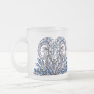 Luxury Aries Zodiac Crystal Frosted Glass Coffee Mug