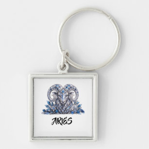 Luxury Aries Zodiac Crystal Key Ring