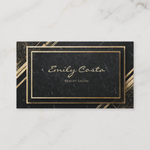 Luxury Art Deco Black and Gold Marble Business Card
