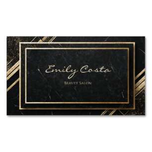 Luxury Art Deco Black and Gold Marble Magnetic Business Card
