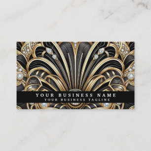 Luxury Art Deco Black Gold Diamond Business Cards